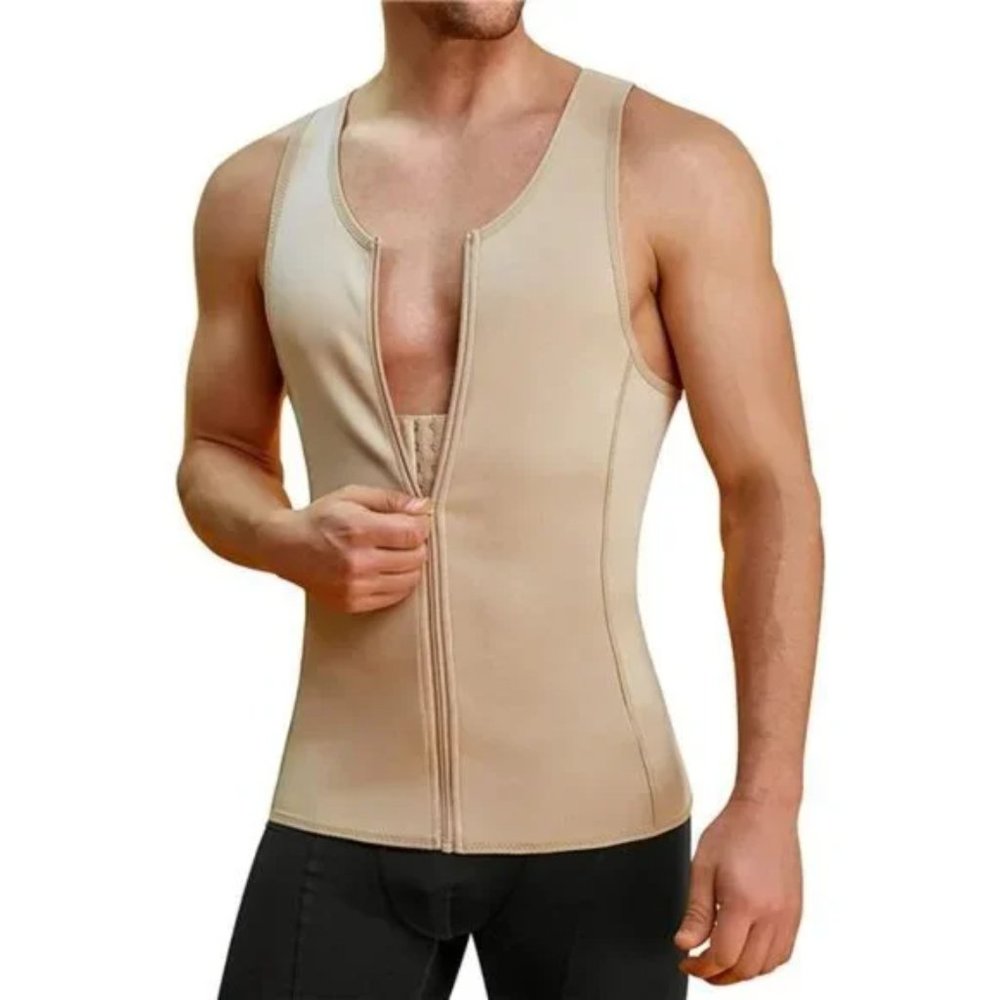 MEN Compression Shirt for Body Slimming Beige